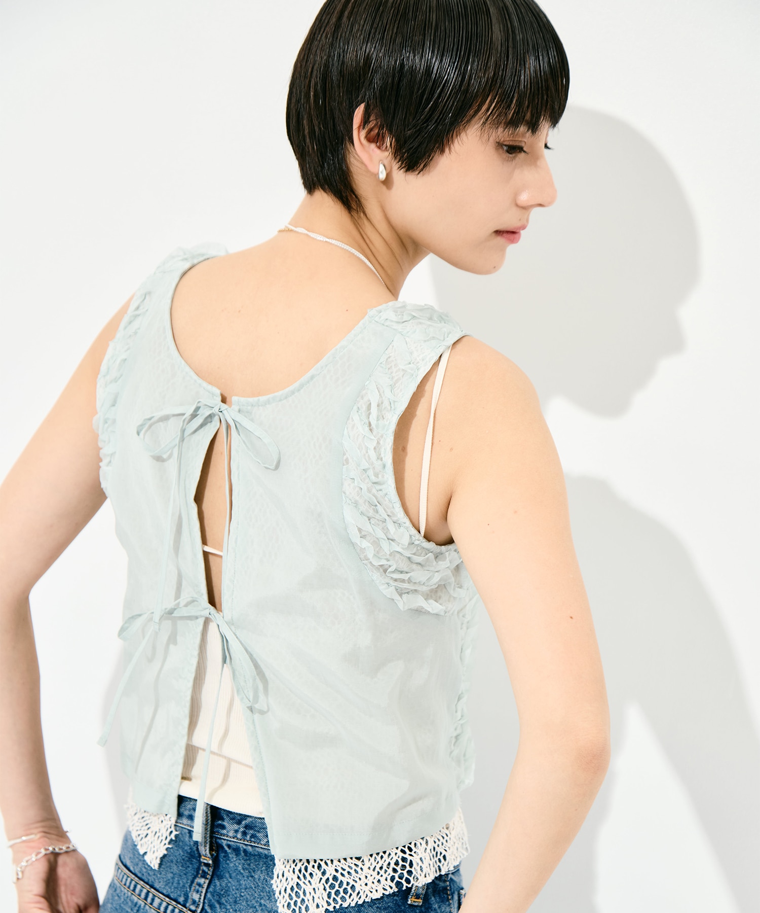 RUFFLE CHIFFON LAYER TOP muller of yoshiokubo