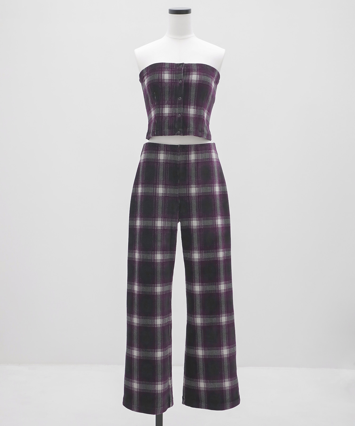 Ombre Check Stretch Corduroy Bustier PHEENY