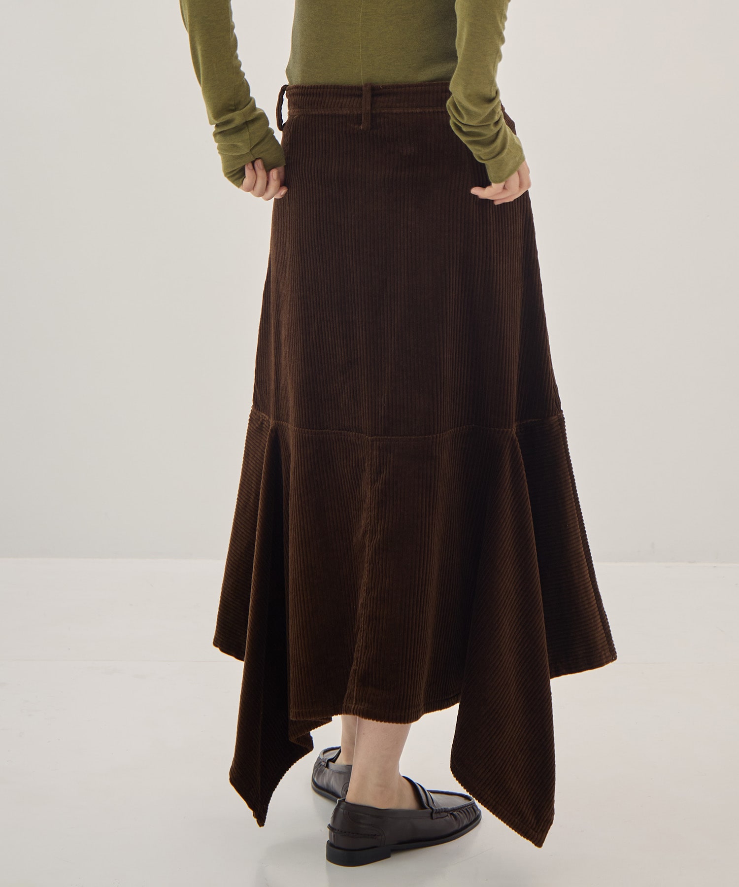 Corduroy panelled drape skirt 08sircus