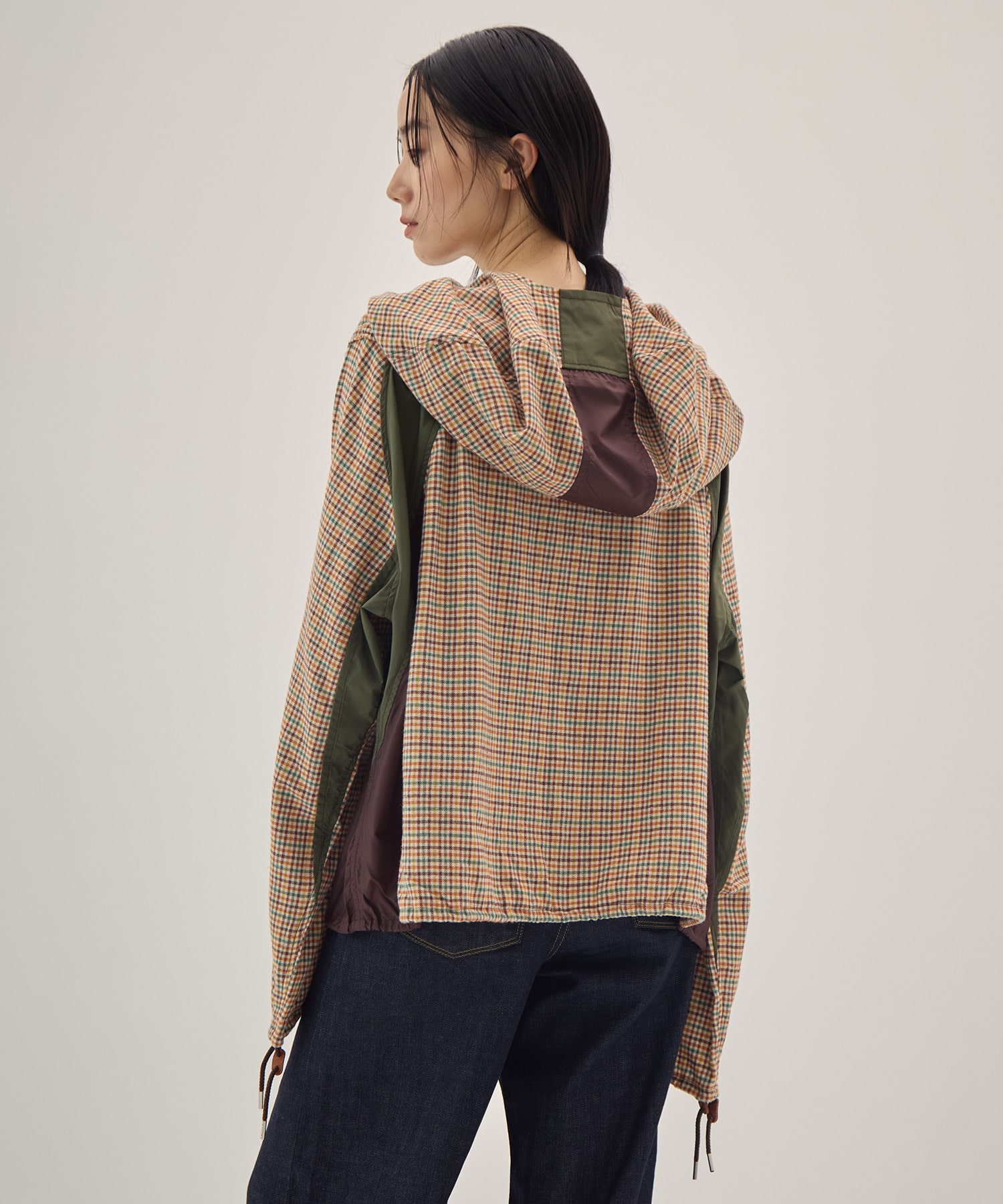 Checked smock shirt KHOKI