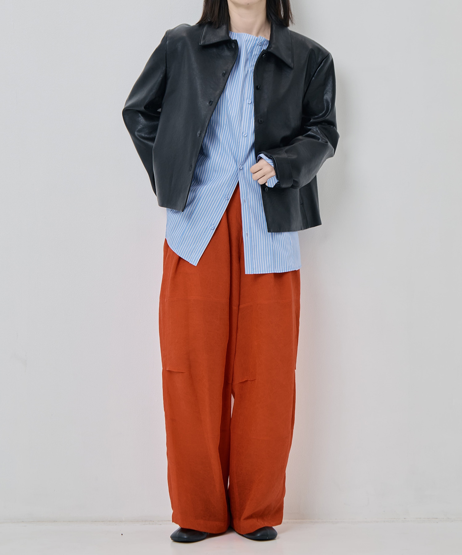 STRIPE WASHED COTTON BROAD BOATNECK SHAPE BLOUSE JANE SMITH