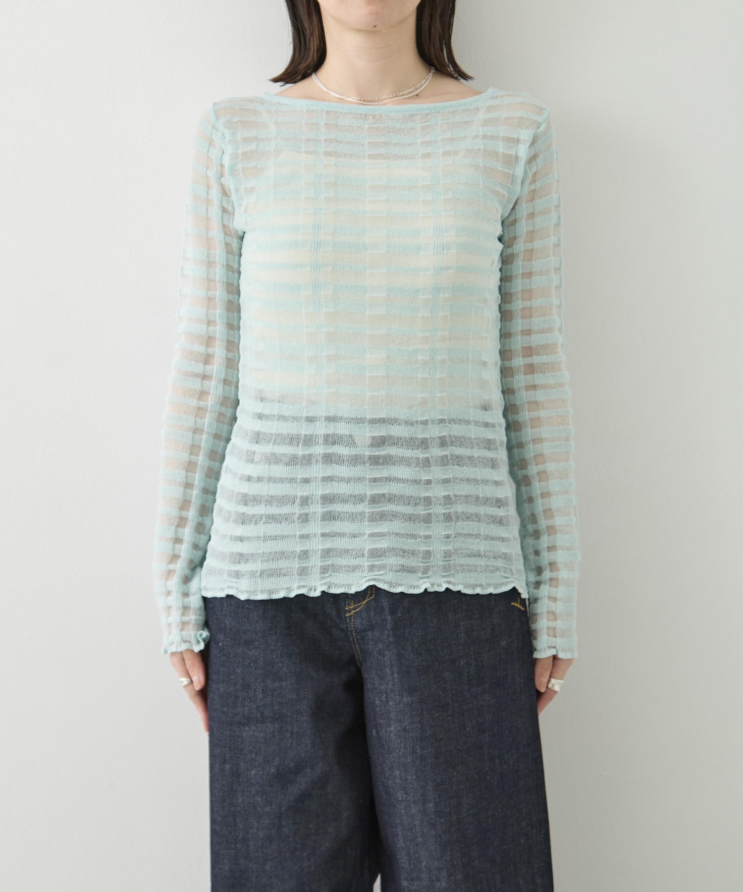 FLOWING CHECKED KNIT PULLOVER TAN