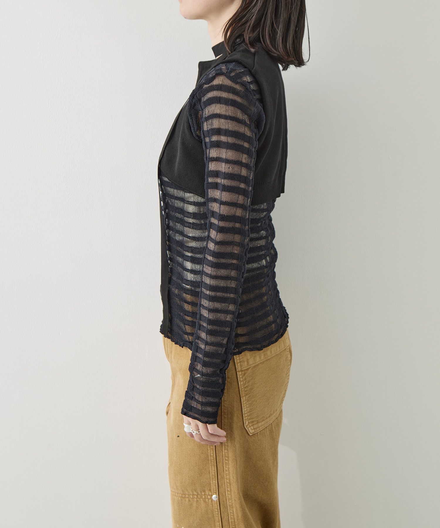 CURVED HEM KNIT TOPS TAN