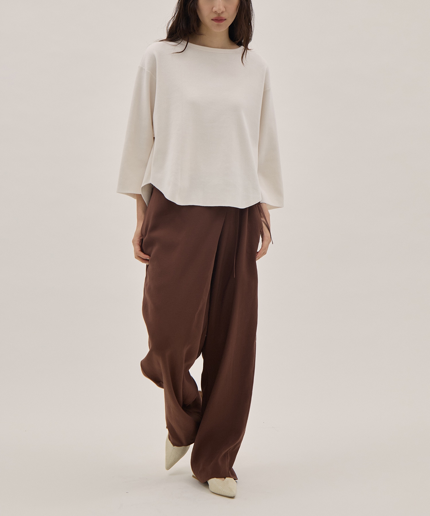 RAYON-POLYESTER BROAD TROUSERS YLEVE