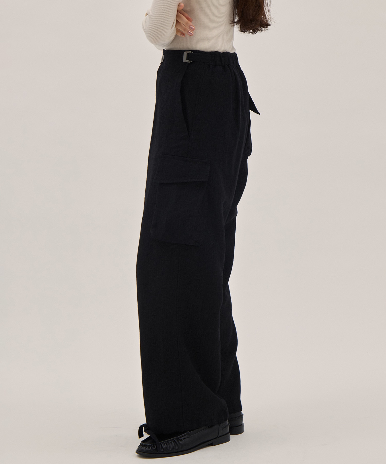 Wool Linen Herringbone Cargo Pants PONTI