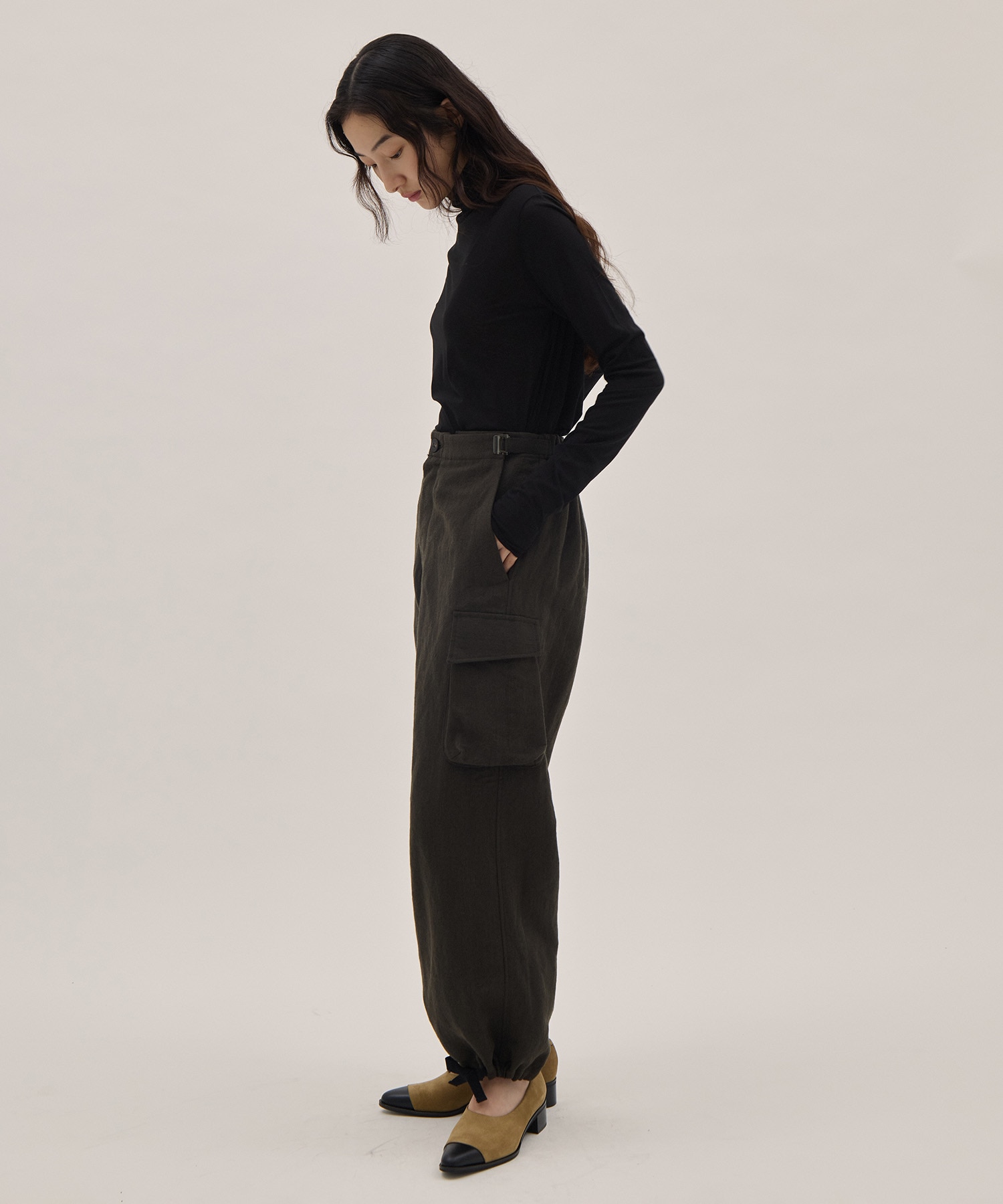 Wool Linen Herringbone Cargo Pants PONTI