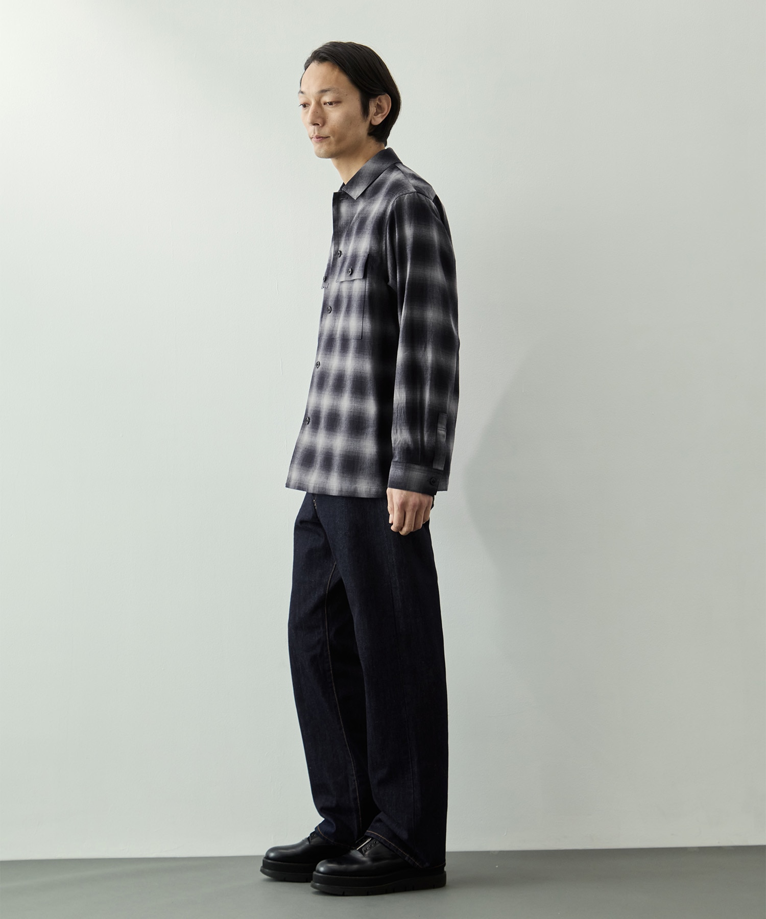 ロープインディゴオンブレCPOシャツ KEY TIMEZ