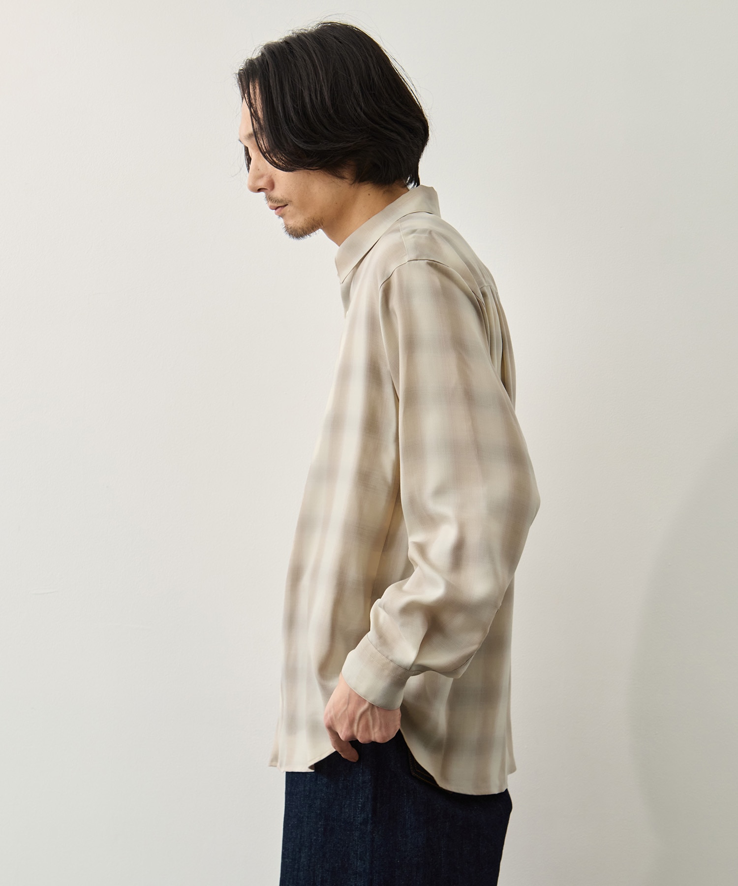 キュプラアムンゼンオンブレチェックシャツ KEY TIMEZ