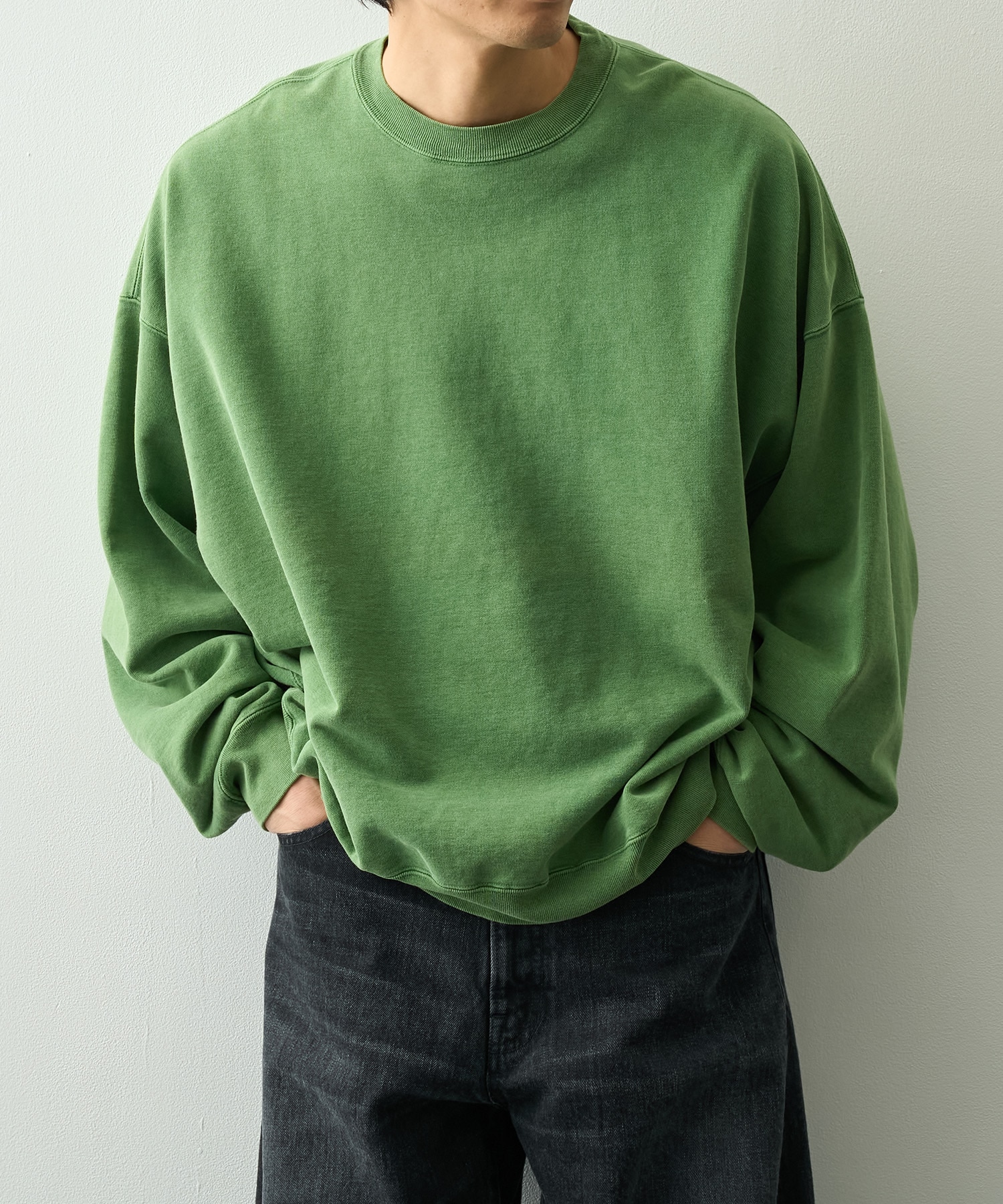 SP加工裏毛BIGサイズクルー REMI RELIEF