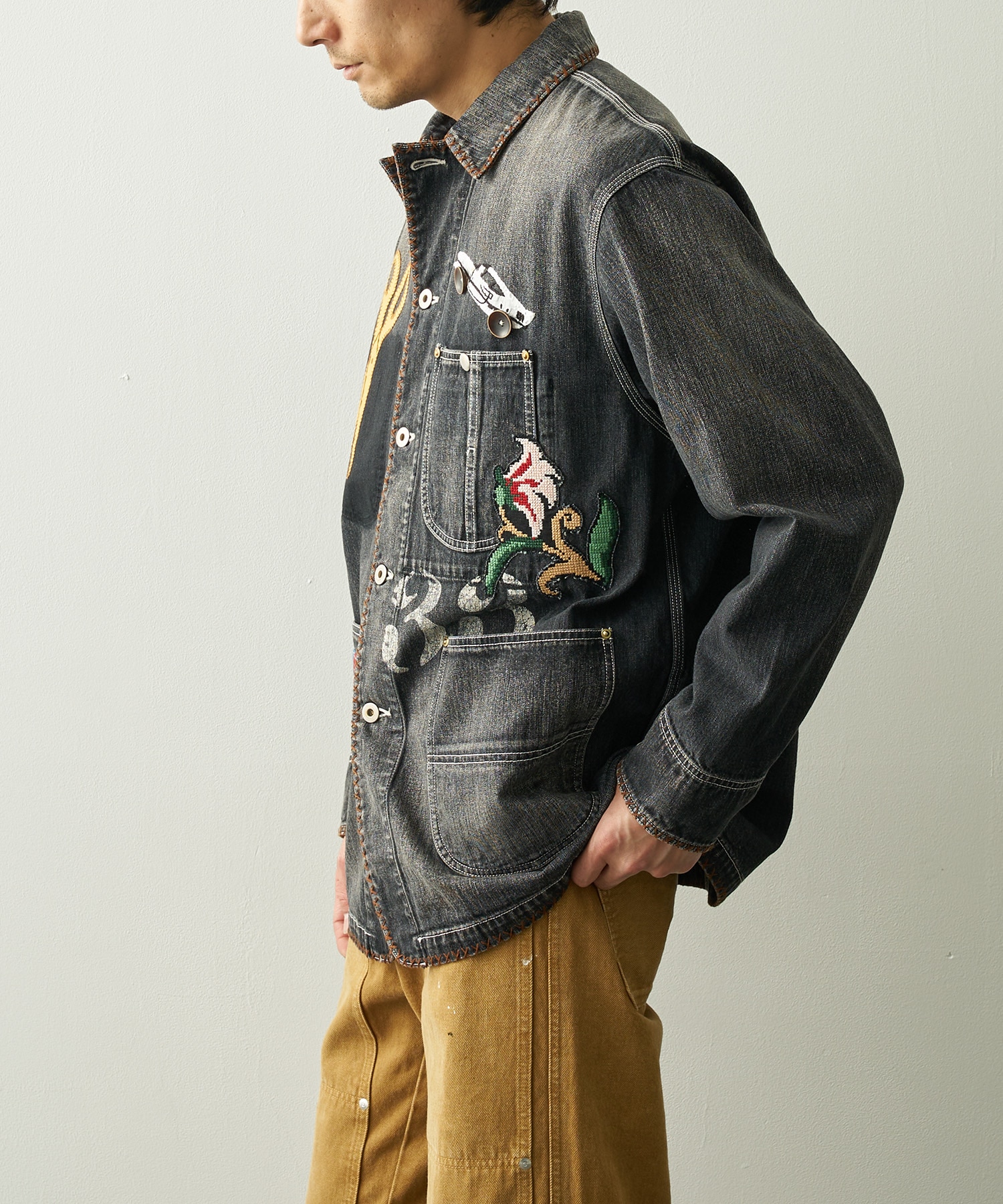 Hand-Embroidered Denim Coverall KHOKI