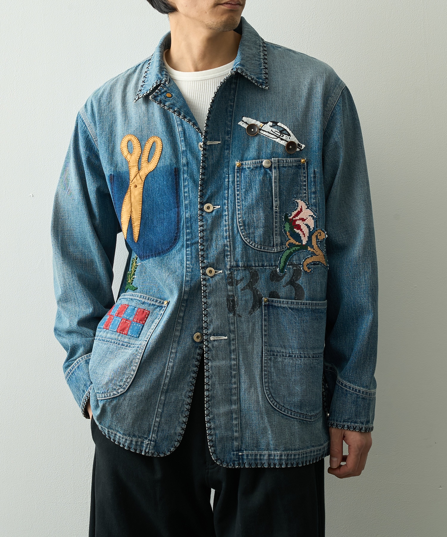 Hand-Embroidered Denim Coverall KHOKI