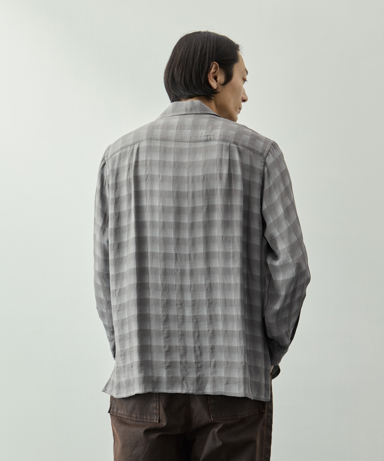 Jacqard Plaid Open Collar Shirt YOKE