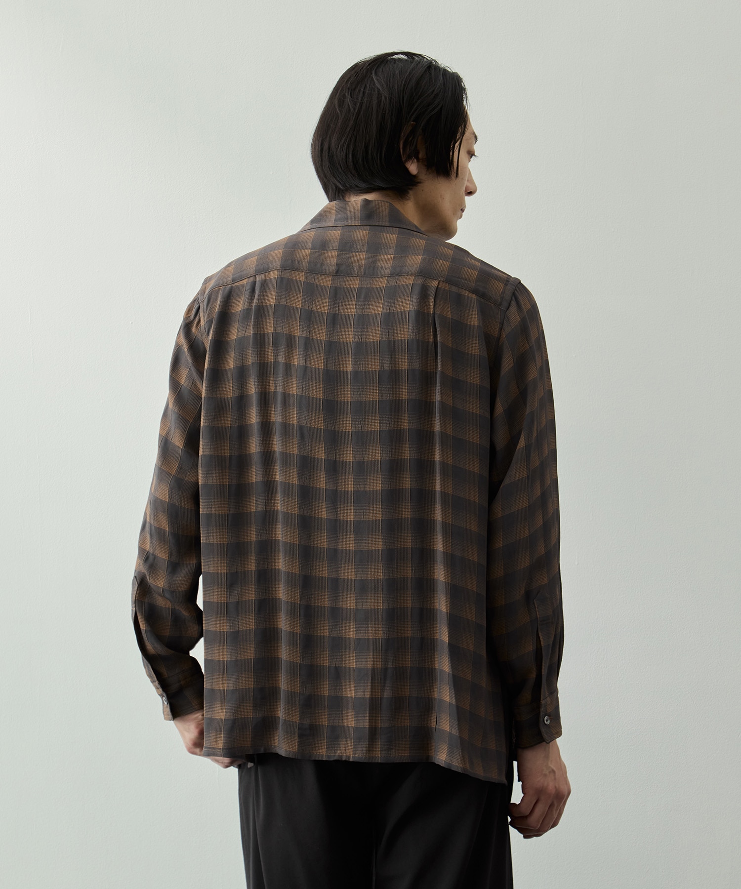 Jacqard Plaid Open Collar Shirt YOKE