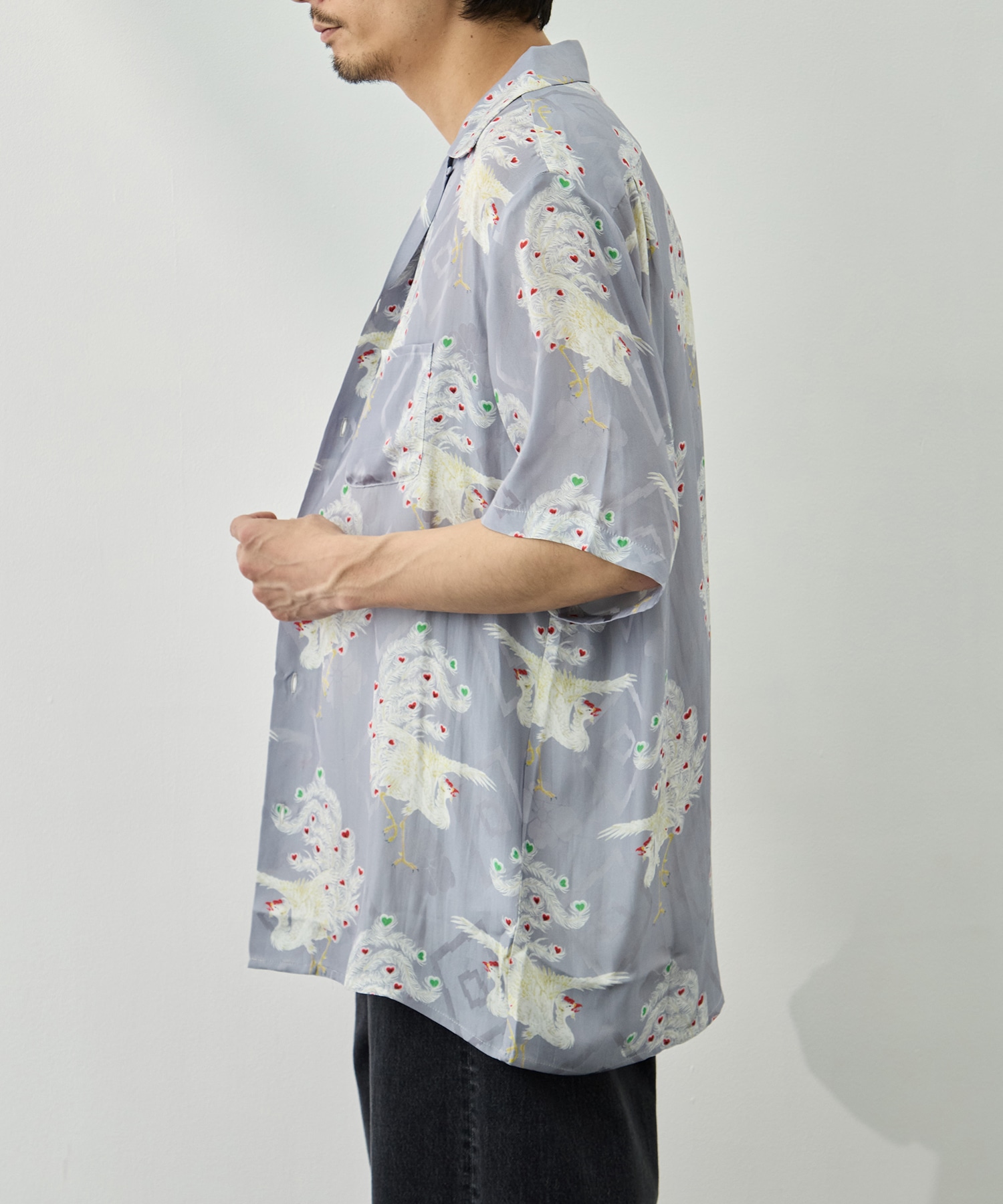 SILK CUPRO SHORT SLEEVE ALOHA SHIRT〈PHOENIX / LIGHT PERPLE〉 NIPOALOHA