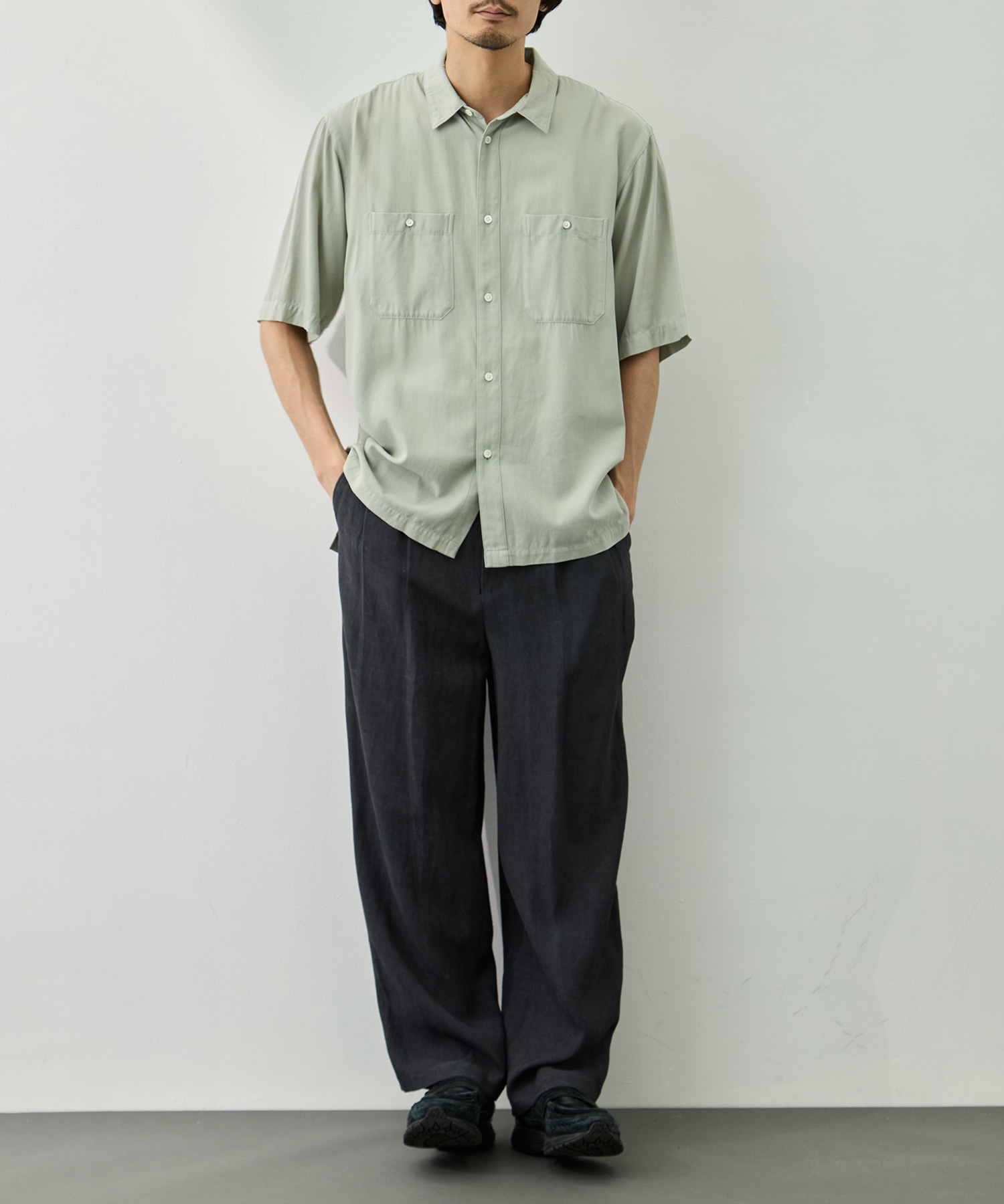 COTTON SILK VIERA LOOSE FIT HALF SLEEVE SHIRT ATON