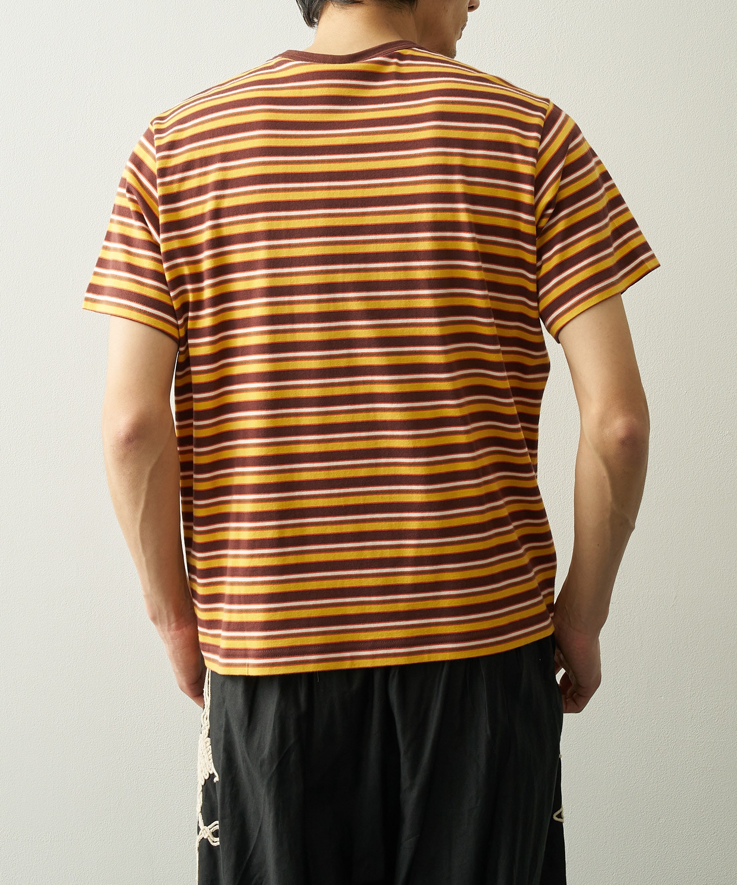 Hand-Embroidered Stripe T-Shirt KHOKI