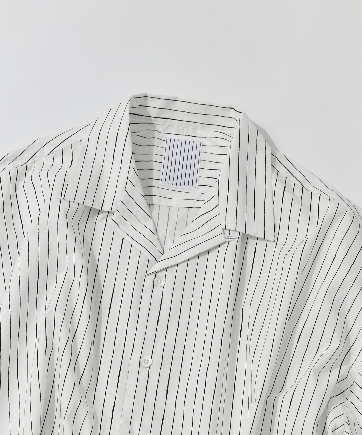 COTTON STRIPE OPEN COLLAR SS SHIRT S.F.C