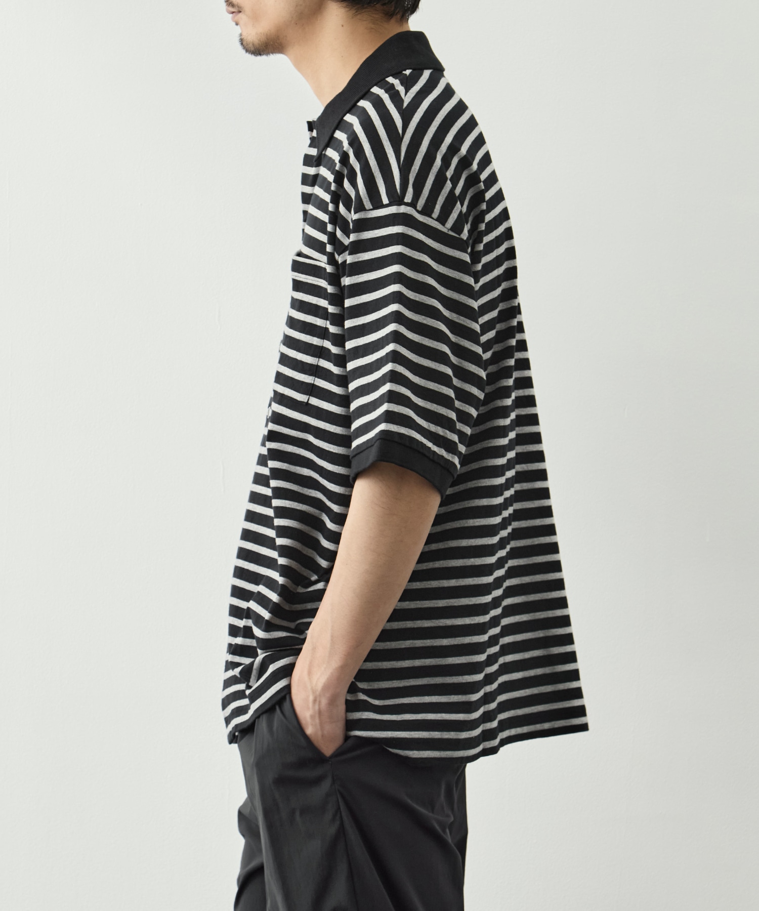 PC-006-3998-0010/BK/H.W BTNK BRDR OPN POLO SHIRT PORTER CLASSIC