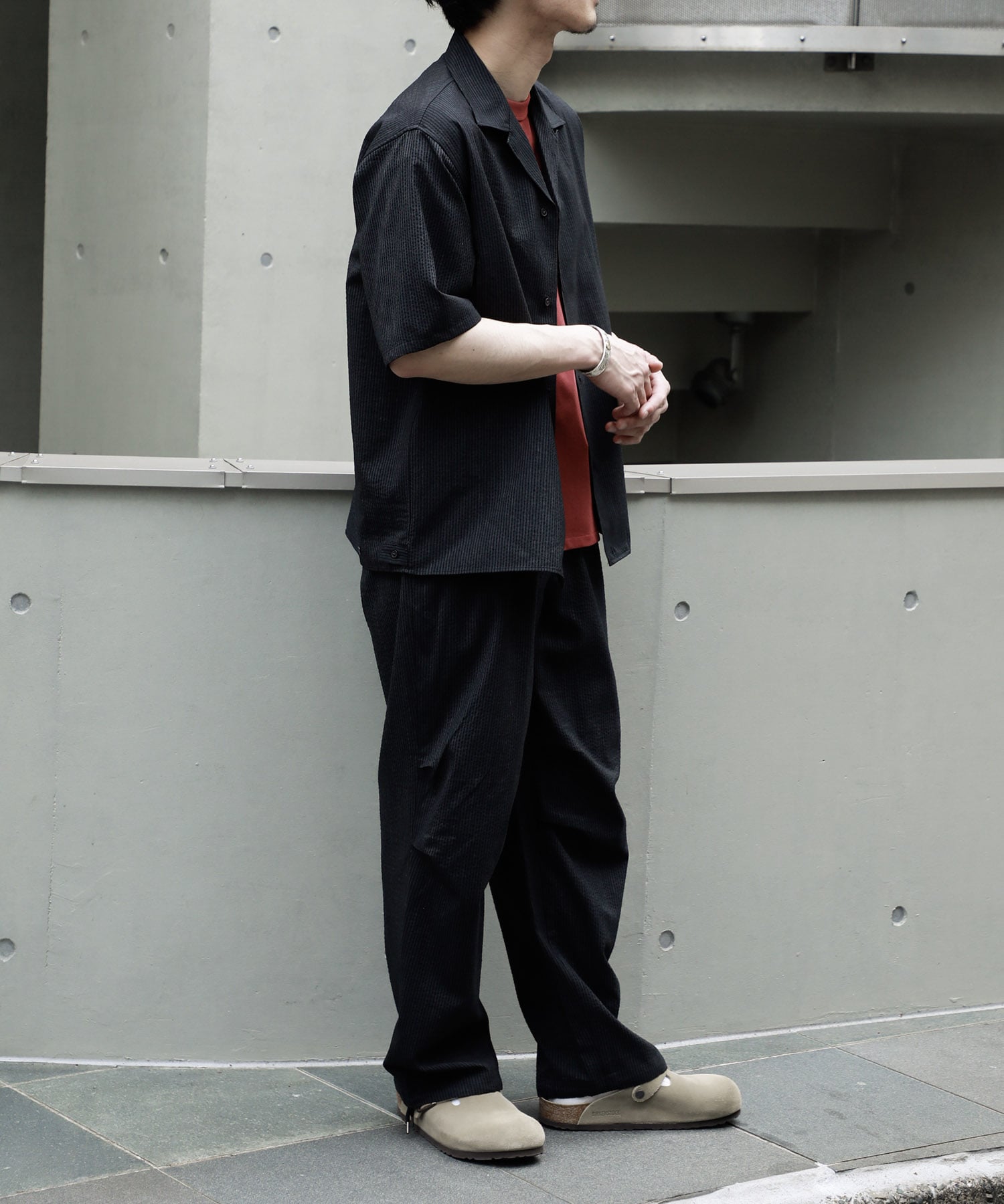 別注OPEN COLLAR S/S SHIRT WITH HEM TAB marka