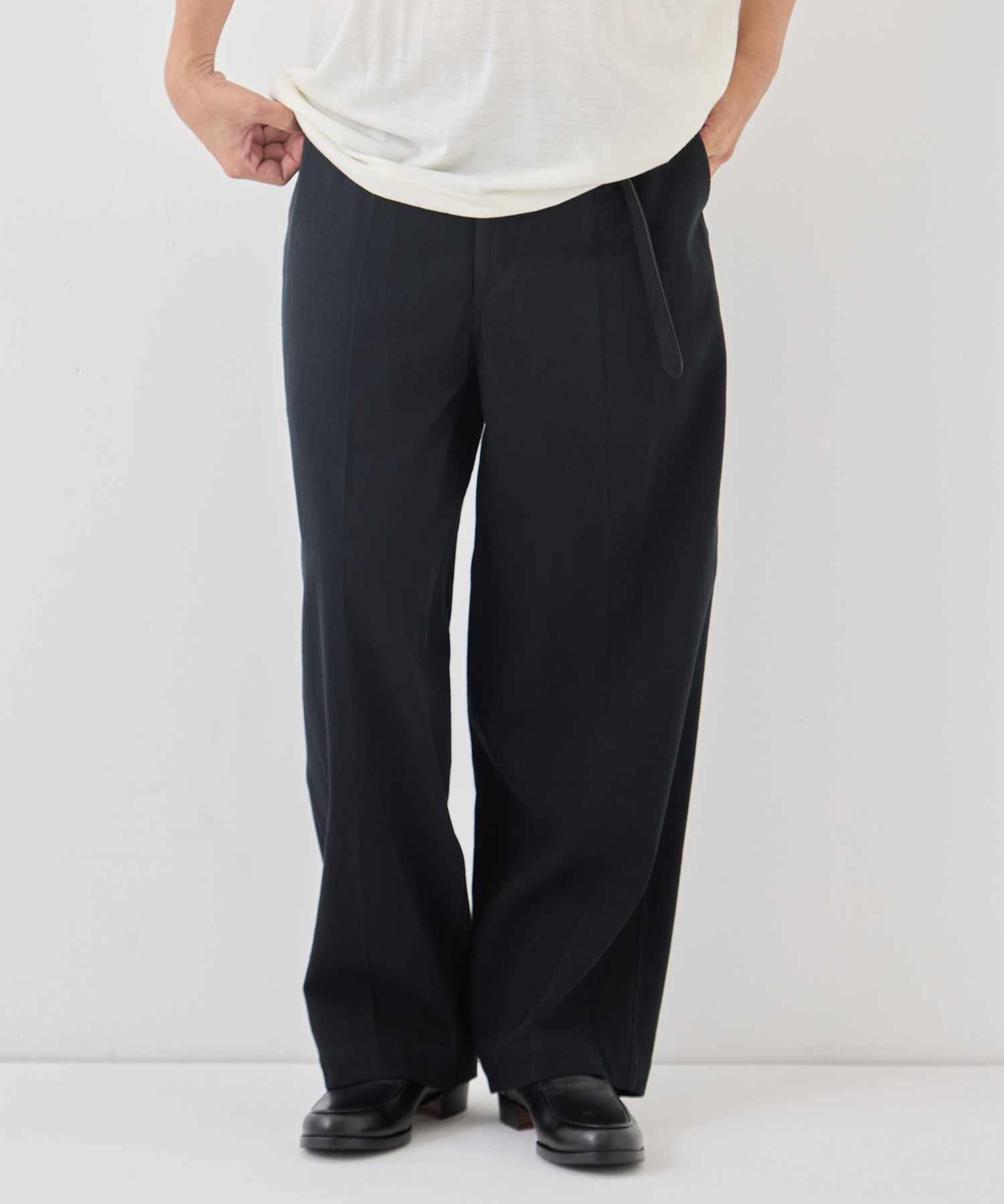 Denim-Leather Belted Trousers blurhms