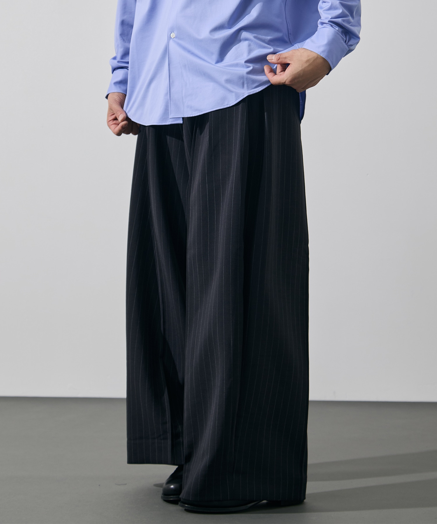 Pleats bonded wool pants KHOKI