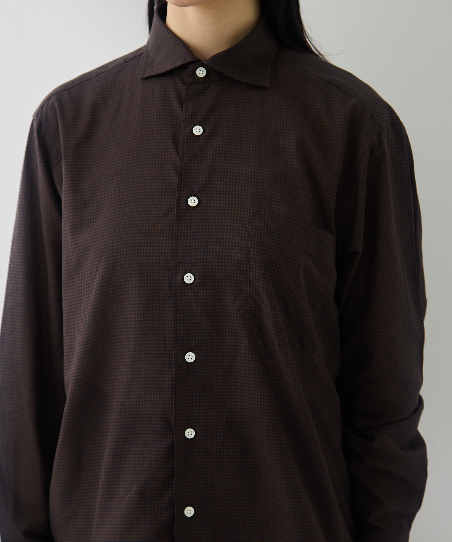 COTTON SILK CHECK SHIRT FUJI