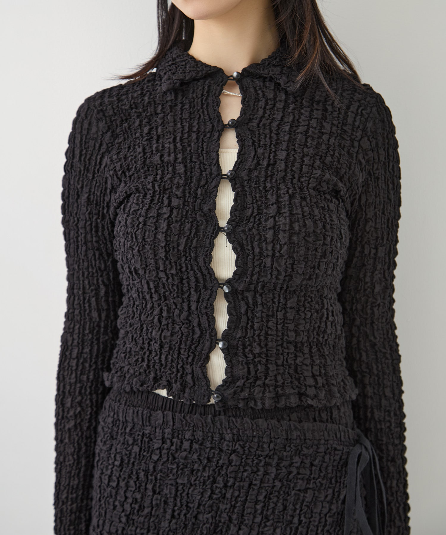 Shrink  Lace Cropped Shirt PHEENY