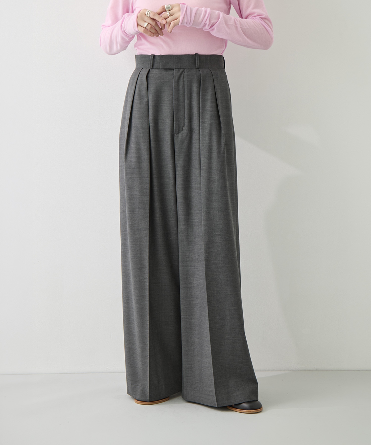 SUPER140ウォッシャブルウールワイドパンツ KEY TIMEZ