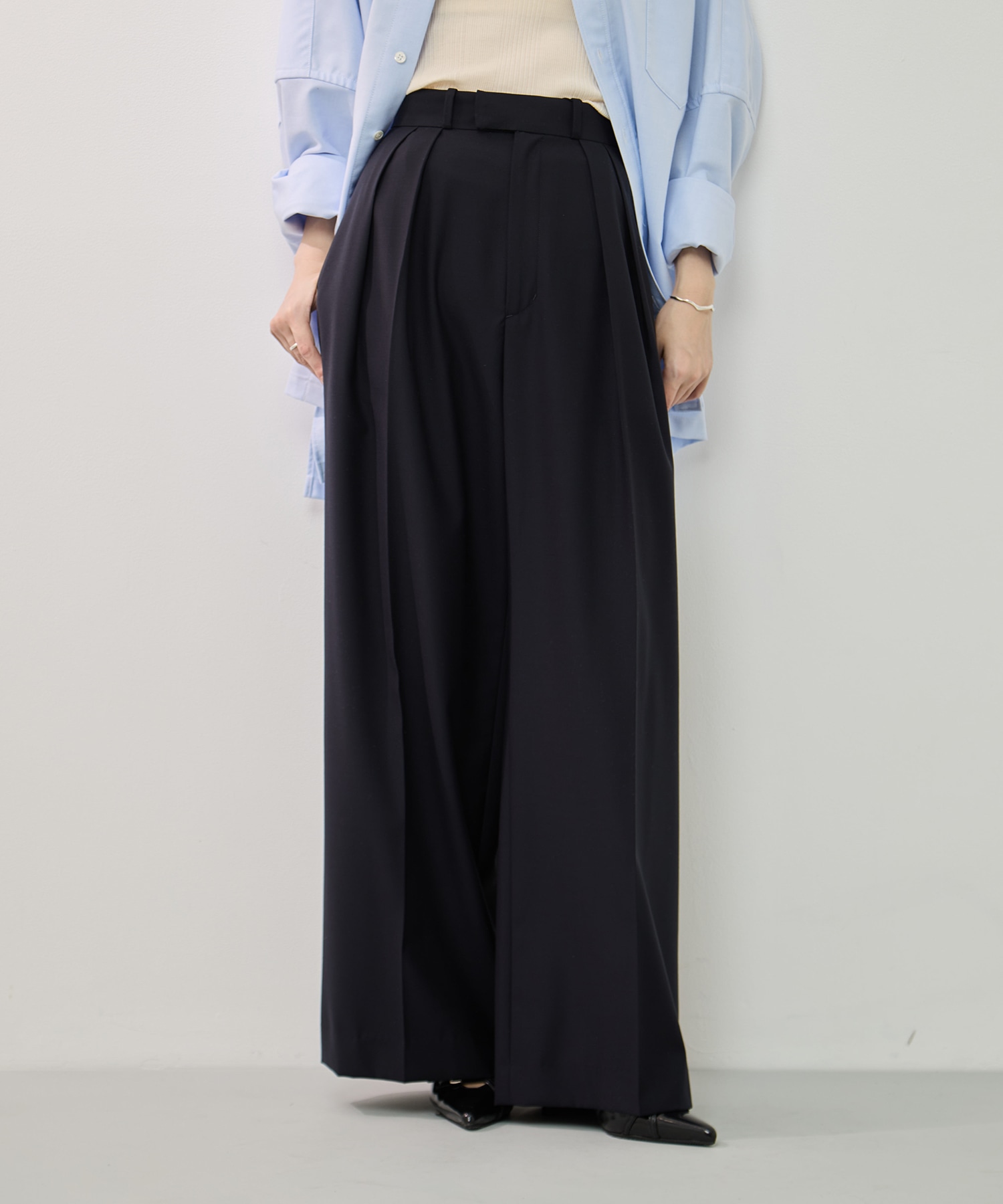 SUPER140ウォッシャブルウールワイドパンツ KEY TIMEZ