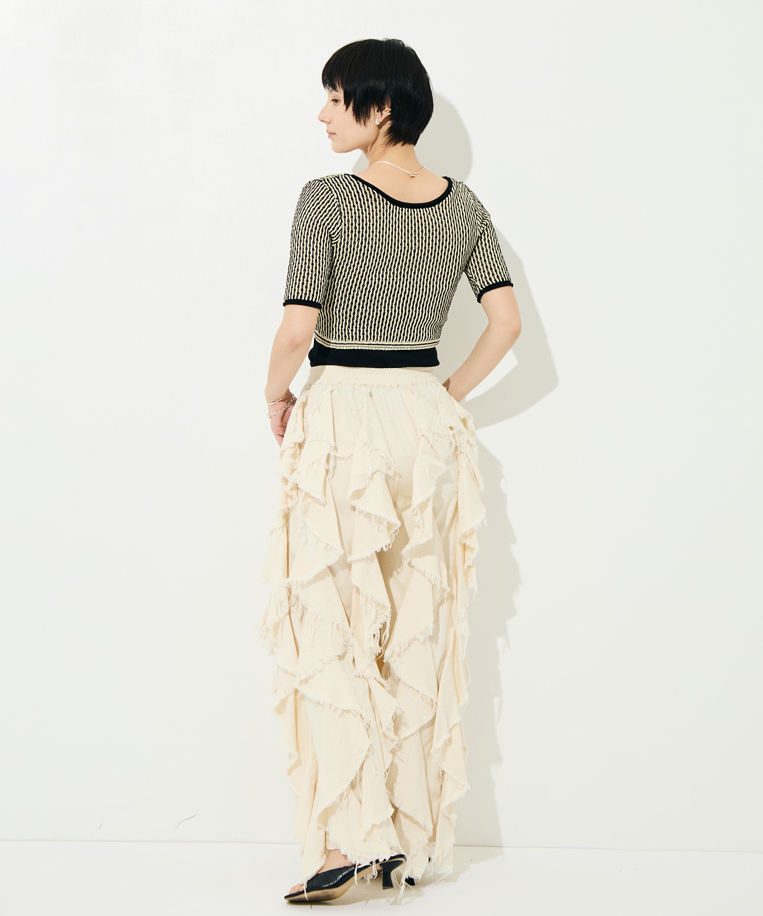 LIGHT OZ RUFFLE DENIM PANTS BELPER