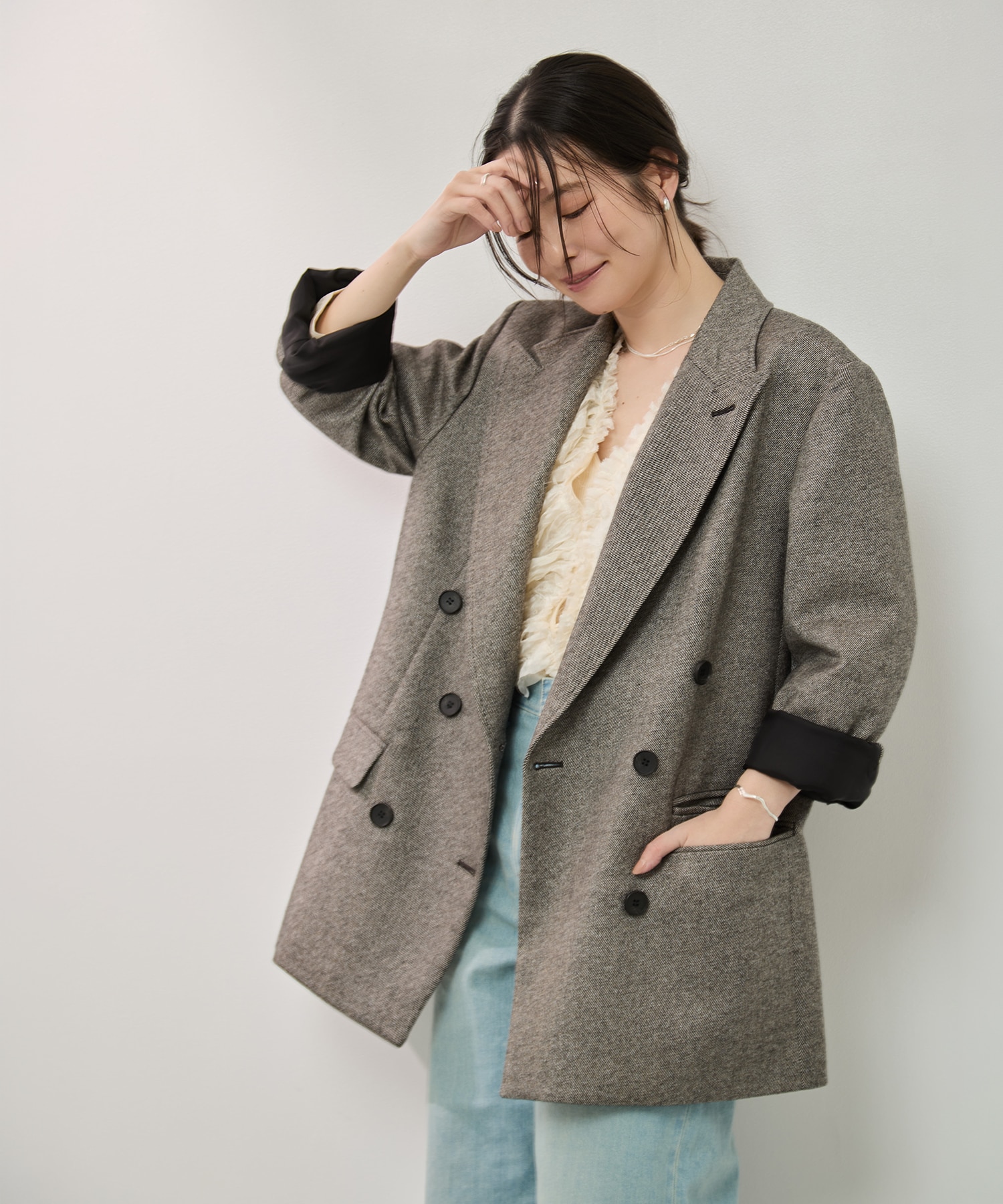 ミックスウールツイードダブルジャケット KEY TIMEZ