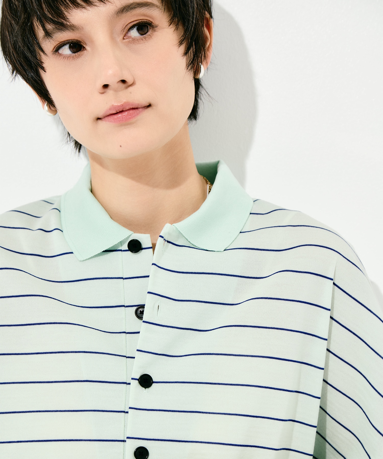 Dual Stripe Knit Half Sleeve Polo GOOD PEOPLE GOOD STITCHING GOOD PRODUCT