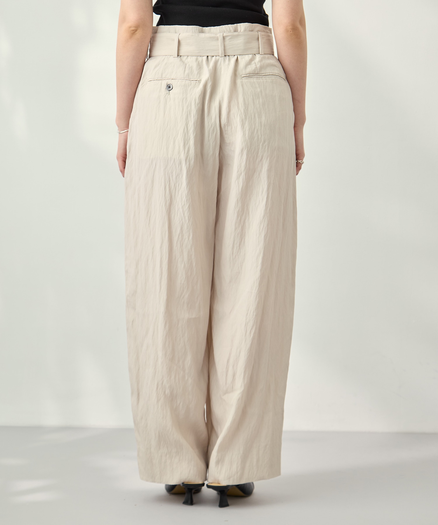 Viscose washer 2tuck belted wide pants 08sircus