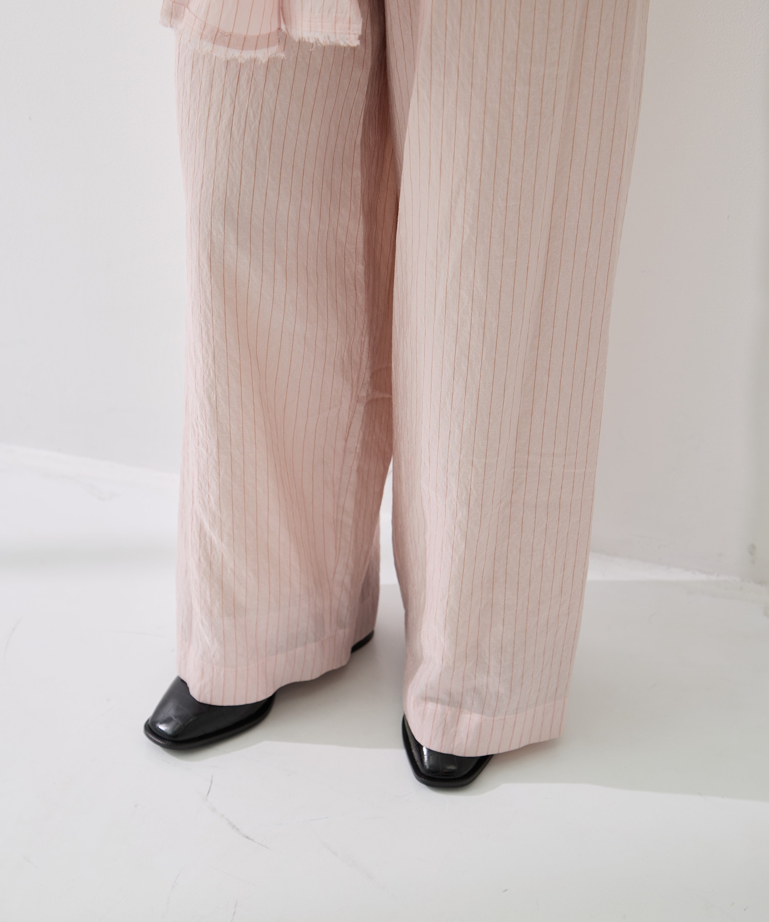STRIPE PANTS W/BELT muller of yoshiokubo