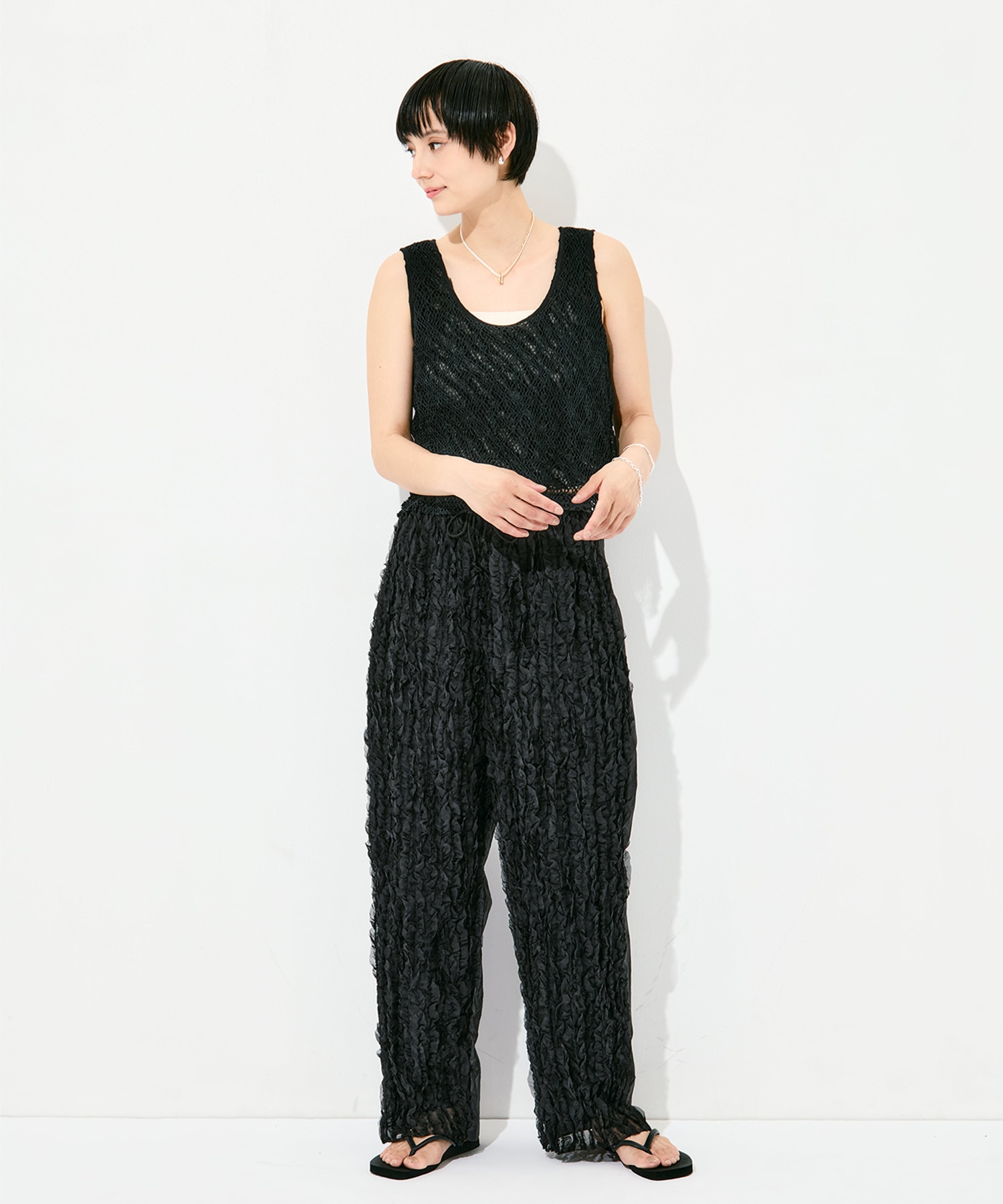RUFFLE CHIFFON LAYER TOP muller of yoshiokubo
