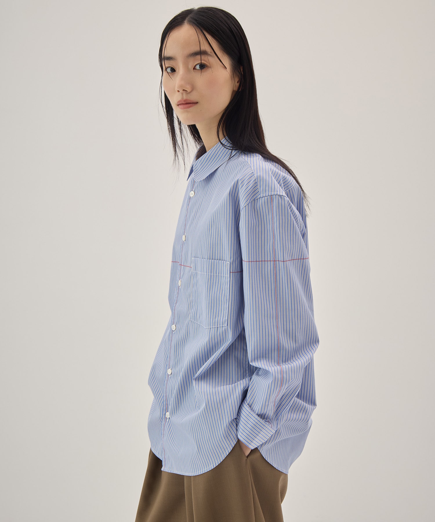 Round collar shirt KHOKI