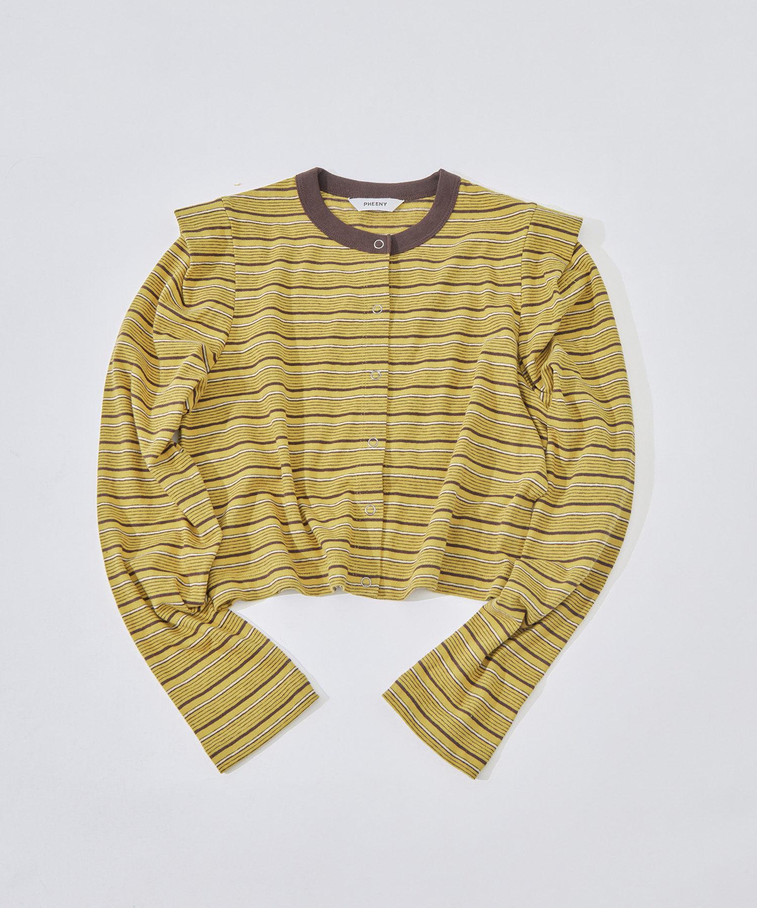 Multi-Border Tucked Shoulder Cardigan PHEENY