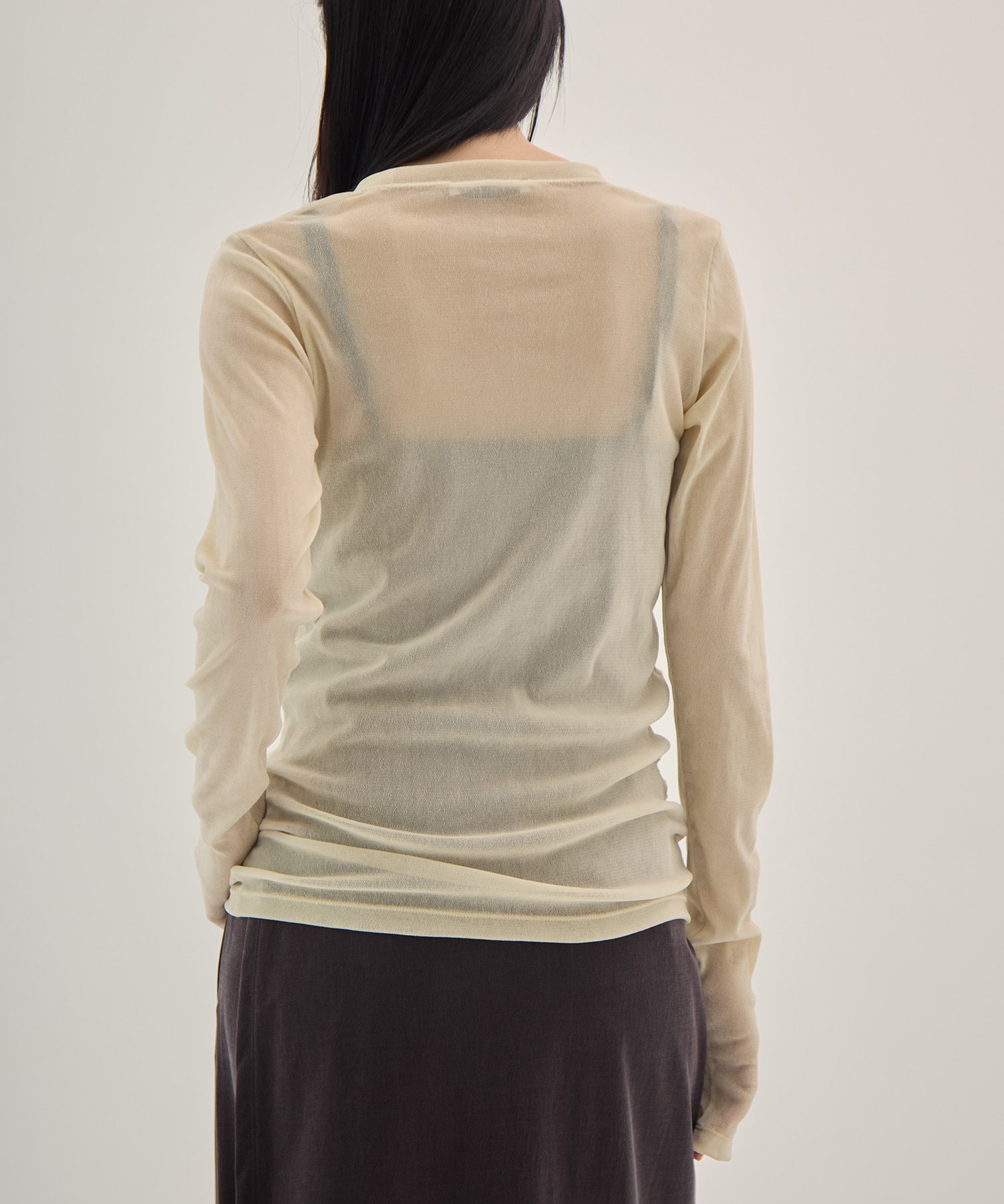 Sheer Velvet Flocked Tulle L/S Top PHEENY