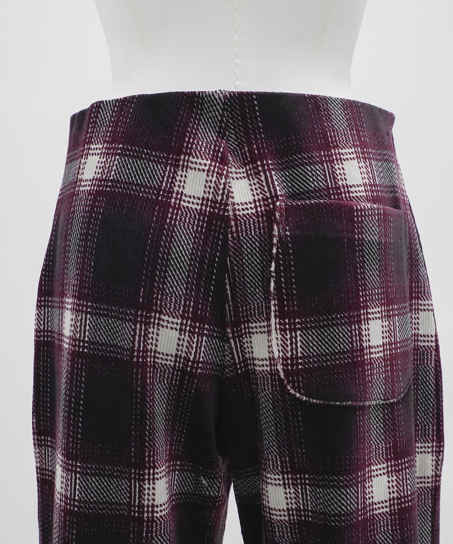 Ombre Check Stretch Corduroy Wide Pants PHEENY