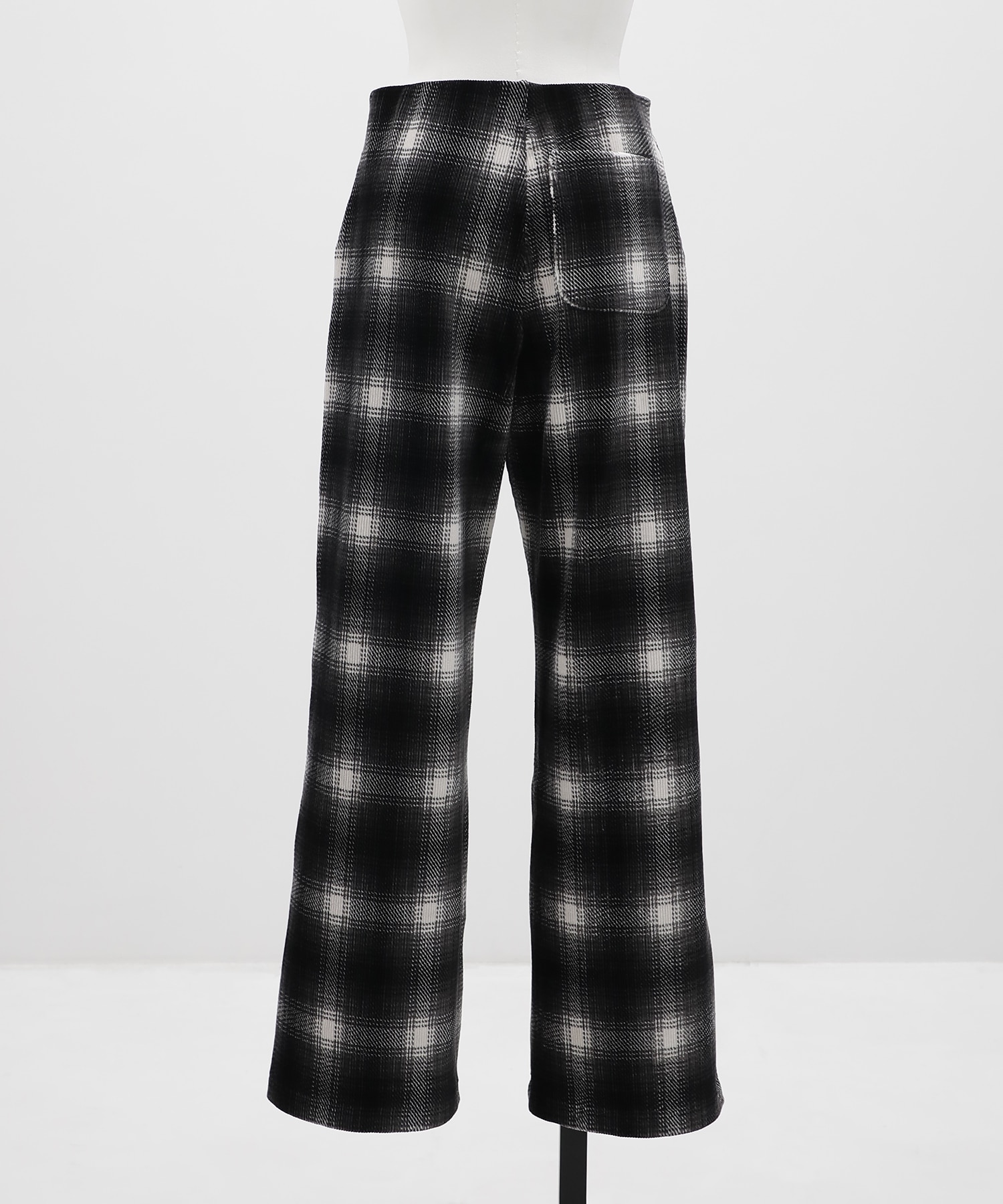 Ombre Check Stretch Corduroy Wide Pants PHEENY