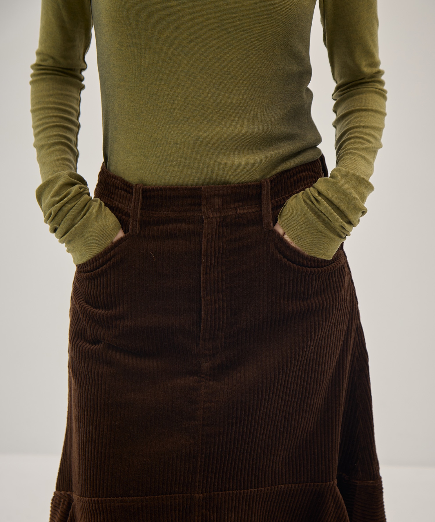 Corduroy panelled drape skirt 08sircus