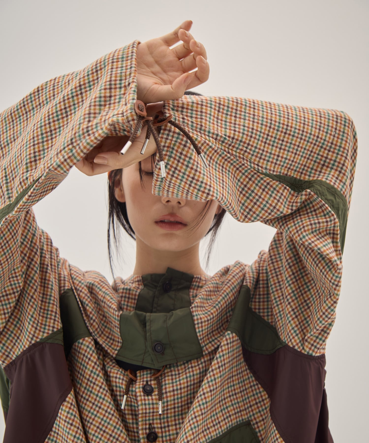 Checked smock shirt KHOKI