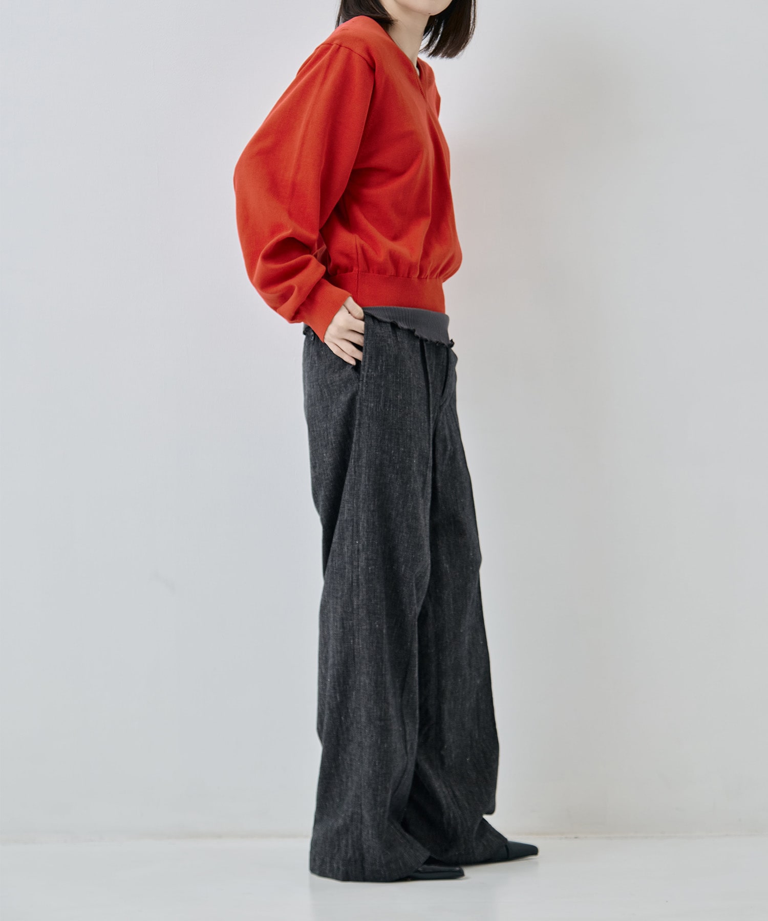 16G V NECK SHOULDER PAD PULLOVER JANE SMITH