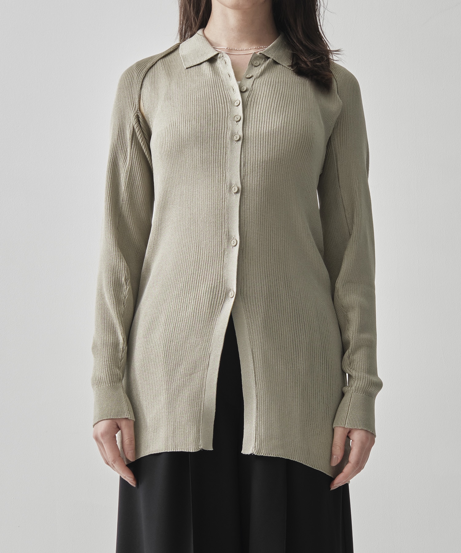 2-PIECE RIBBED CARDIGAN TAN