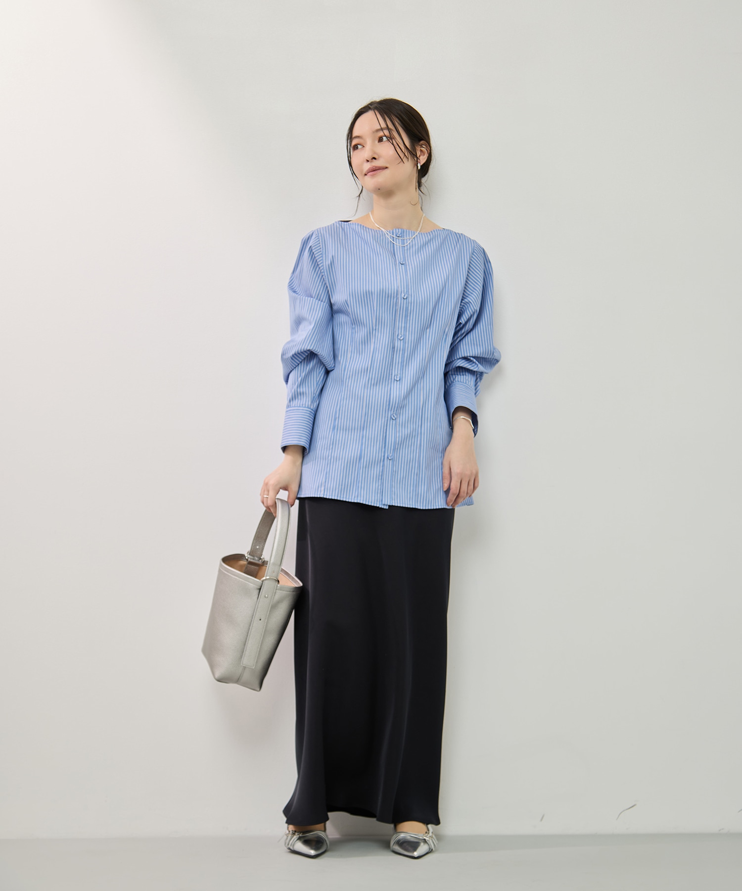 ダブルサテンナロースカート KEY TIMEZ