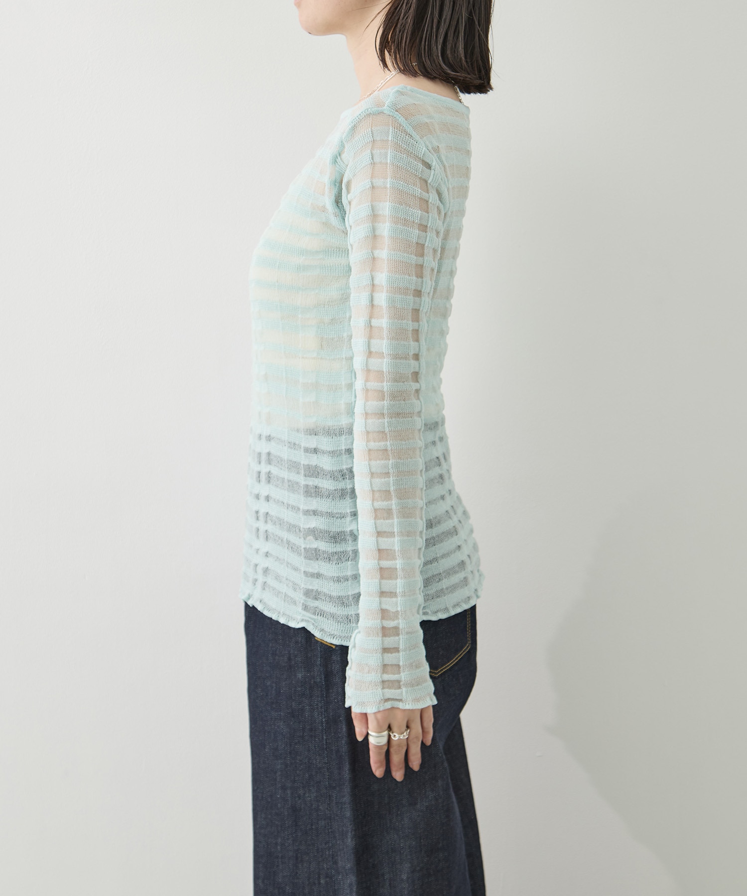 FLOWING CHECKED KNIT PULLOVER TAN