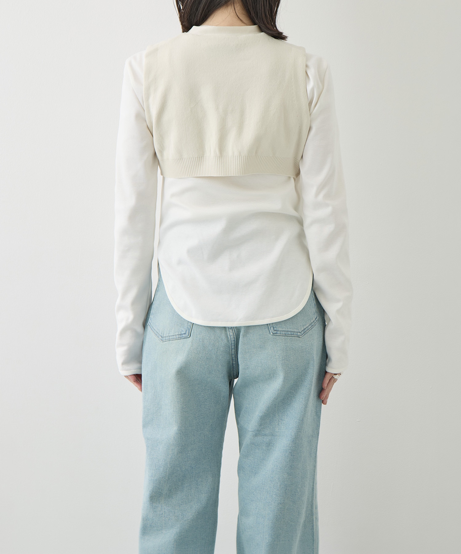 CURVED HEM KNIT TOPS TAN