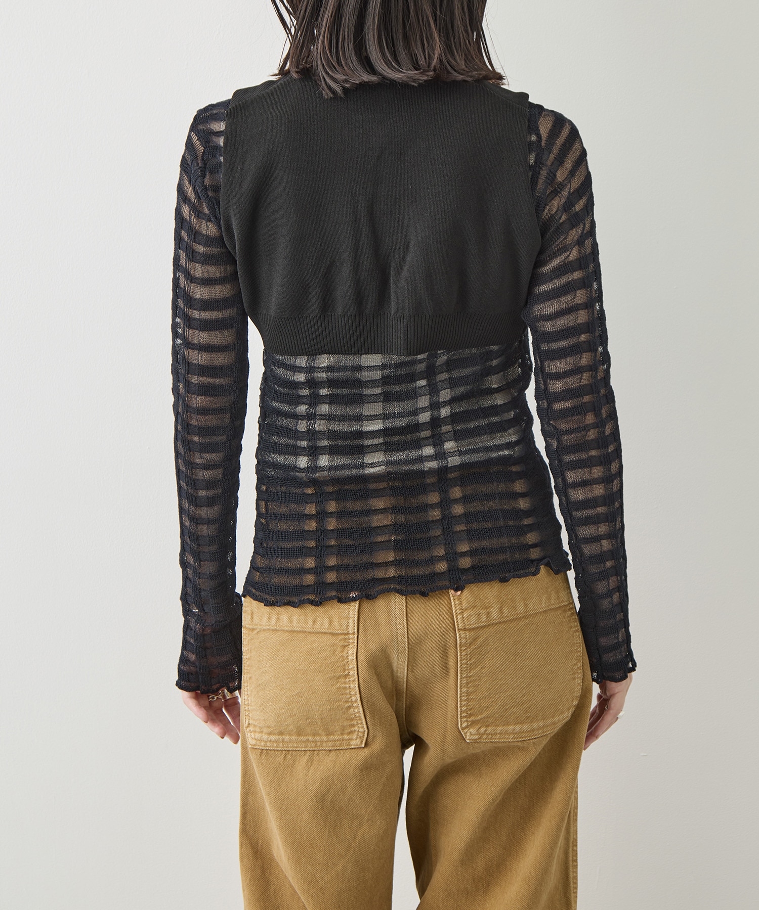 CURVED HEM KNIT TOPS TAN