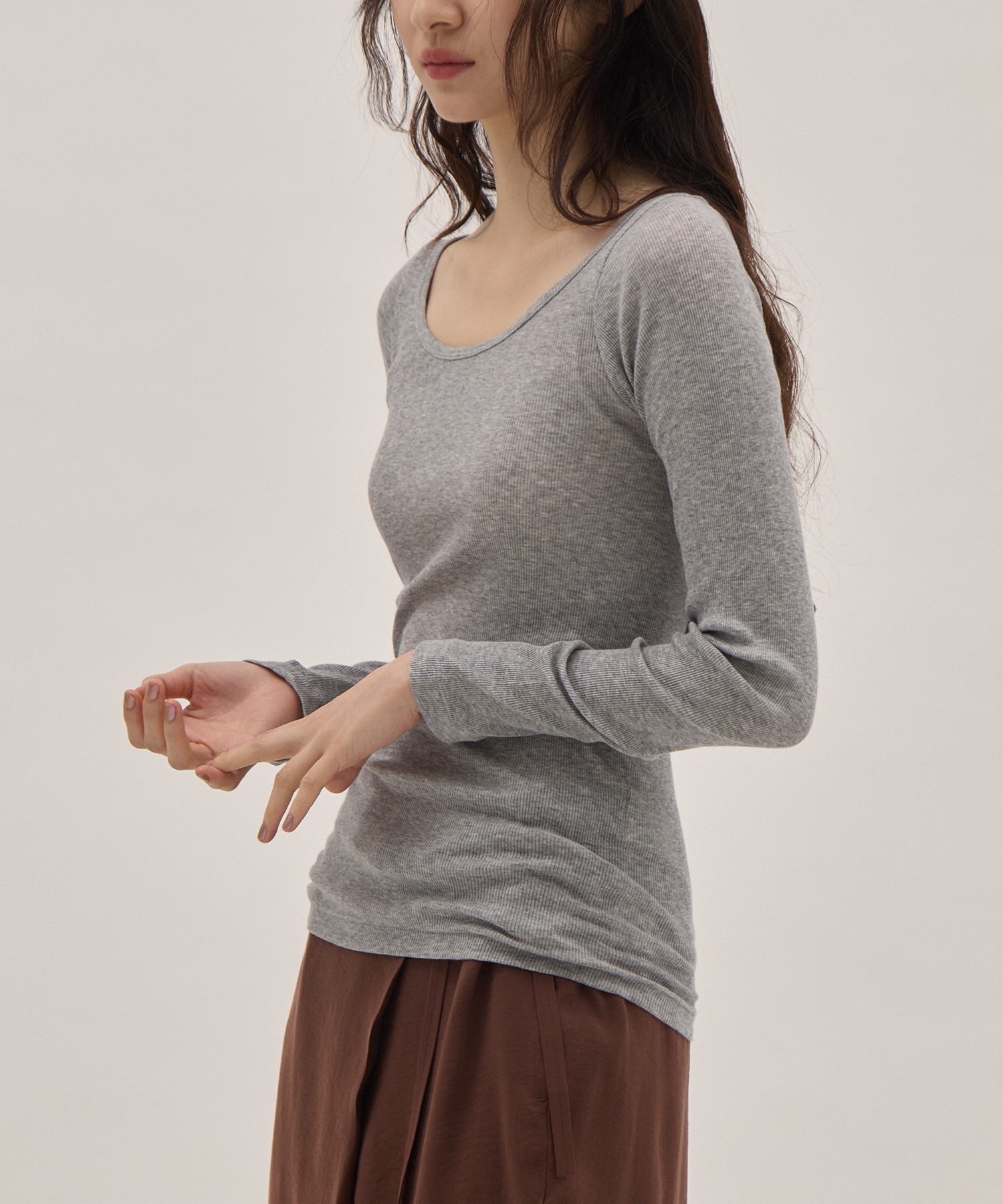 COMPACT RIB LONG SLEEVE T-SHIRT ATON