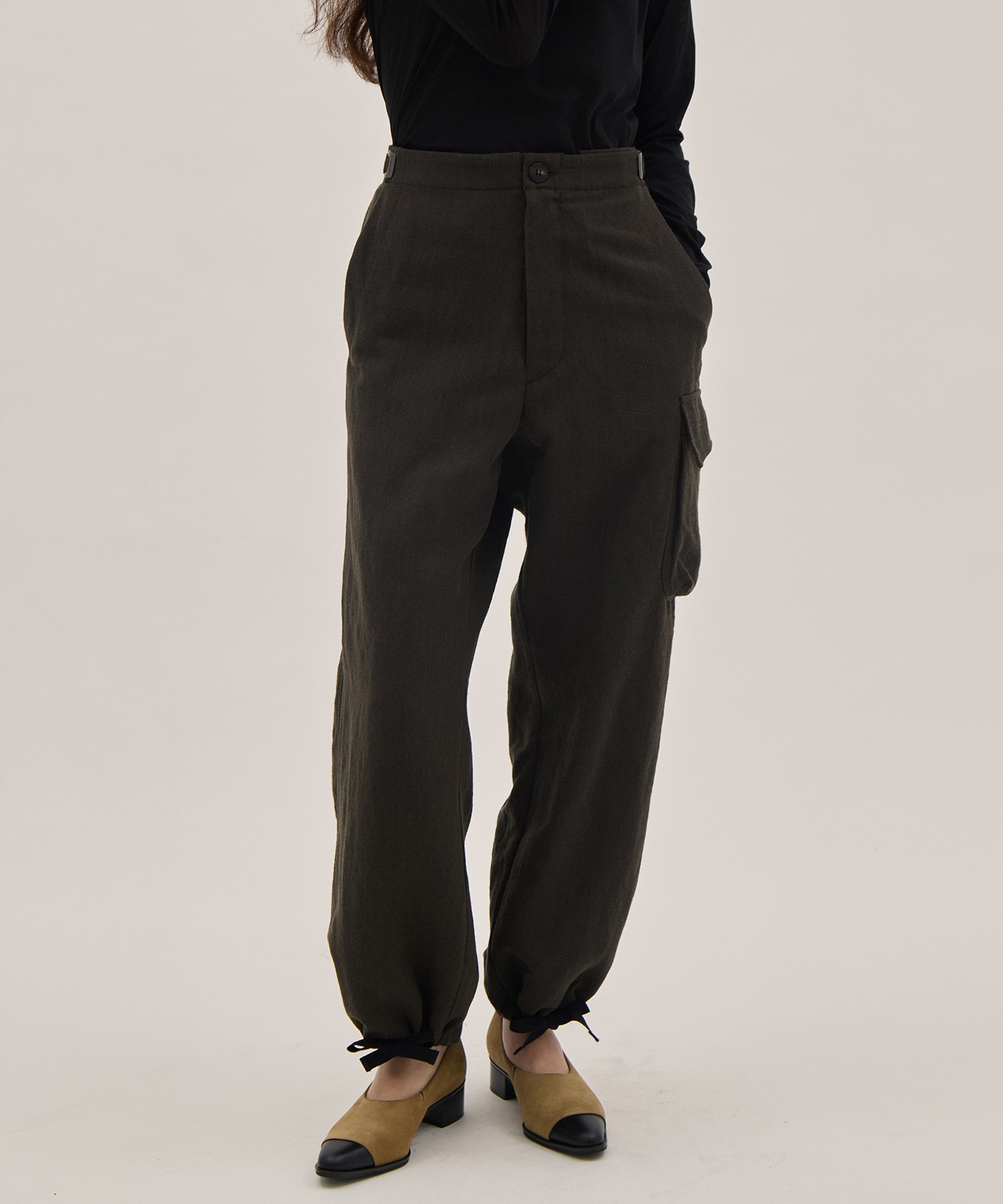 Wool Linen Herringbone Cargo Pants PONTI